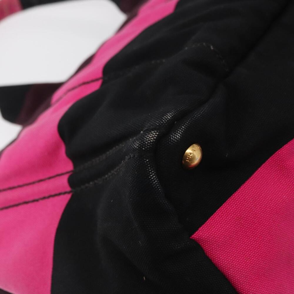 PRADA Canapa GM Hand Bag Canvas Pink Black Auth bs31630 - Picture 15 of 16